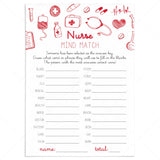 Nurses Icebreaker Game Mind Match Printable by LittleSizzle