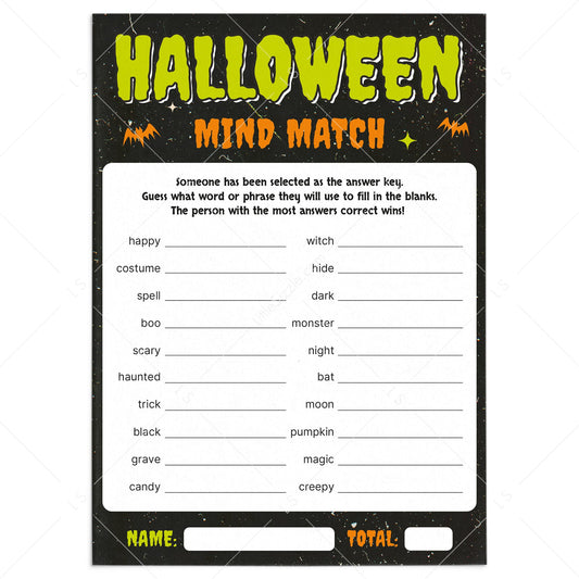 Halloween Mind Match Game for Groups | Printable by LittleSizzle