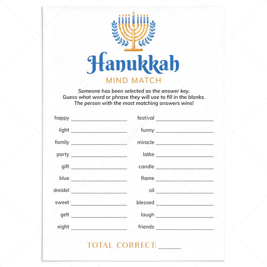 Hanukkah Group Game Printable Mind Match by LittleSizzle