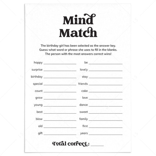 Birthday Mind Match Game Printable by LittleSizzle