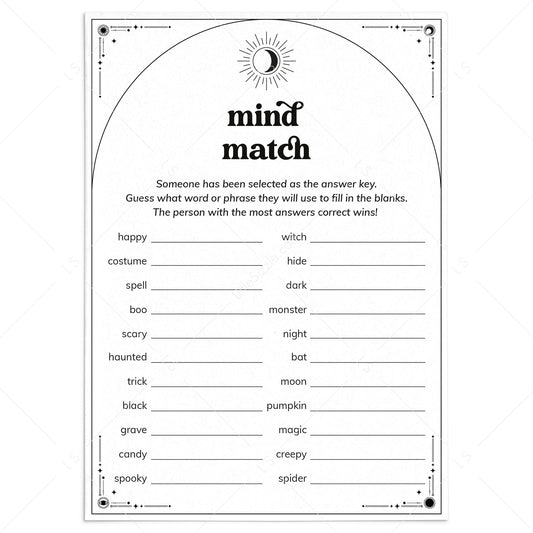 Halloween Mind Match Game Printable by LittleSizzle