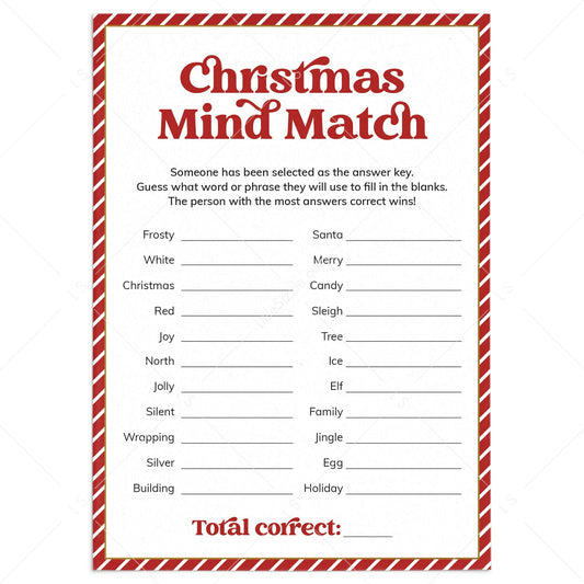 Mind Match Christmas Icebreaker Game Printable by LittleSizzle