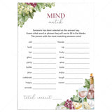 Wine Tasting Icebreaker Game Printable