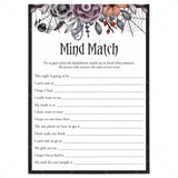 Halloween Bachelorette Party Icebreaker Game Mind Match Printable by LittleSizzle