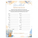 Fun Hanukkah Game for Family Mind Match Printable by LittleSizzle