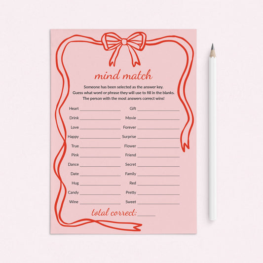Valentines Game for Groups Mind Match Printable by LittleSizzle
