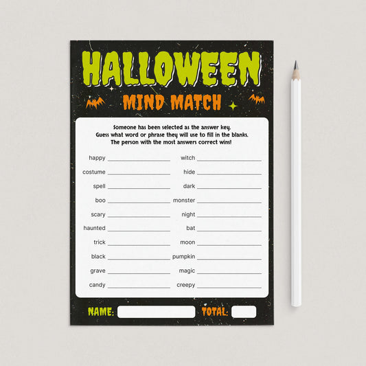 Halloween Mind Match Game for Groups | Printable by LittleSizzle