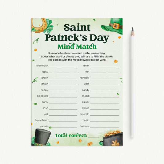 St Patrick's Day Icebreaker Game Printable Mind Match by LittleSizzle