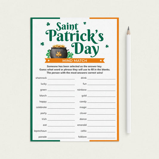 St Patrick's Day Mind Match Printable Game by LittleSizzle