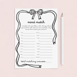 Fun Game for Couples Mind Match PDF Printable by LittleSizzle