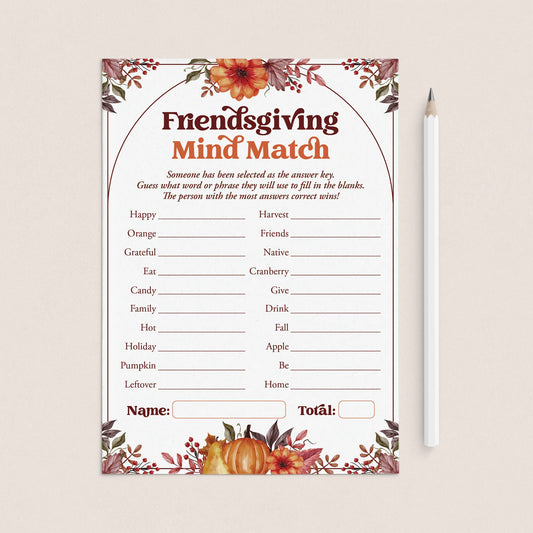Friendsgiving Mind Match Game Printable by LittleSizzle