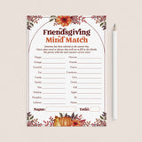 Friendsgiving Mind Match Game Printable by LittleSizzle