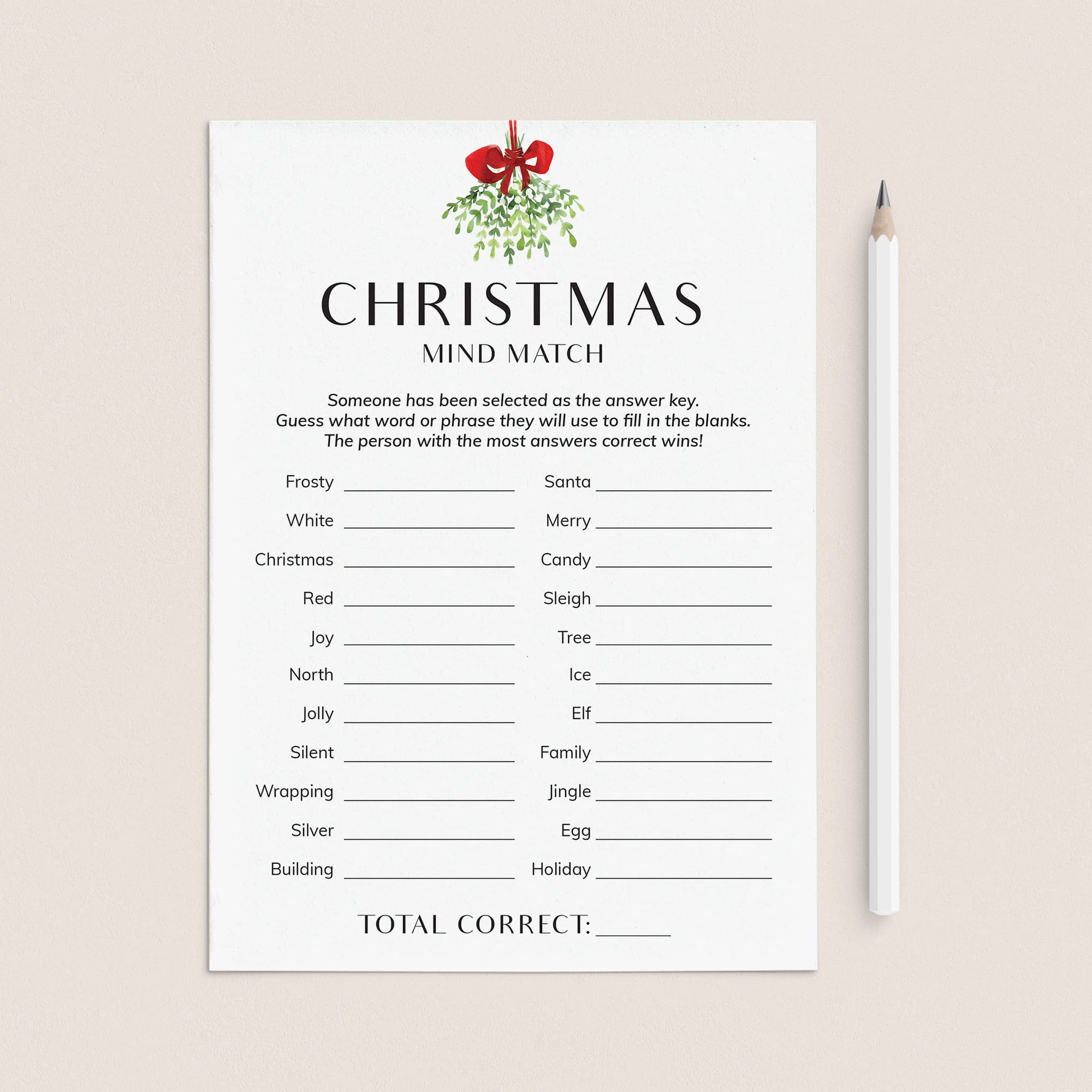 Minimalist Christmas Game for Groups Mind Match Printable by LittleSizzle