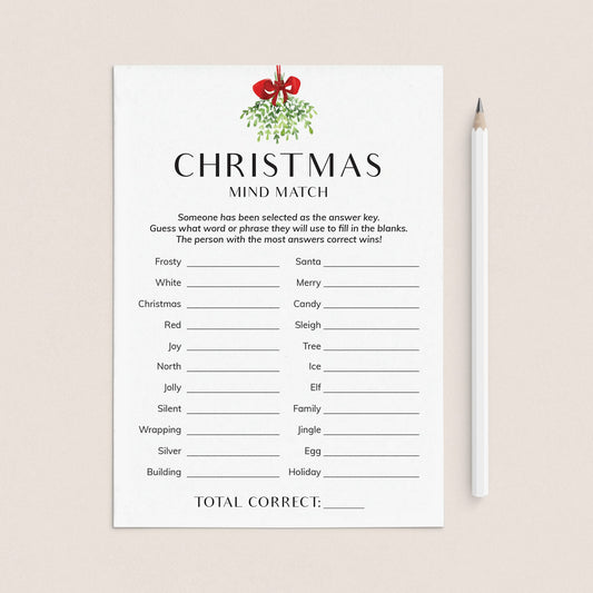 Minimalist Christmas Game for Groups Mind Match Printable by LittleSizzle