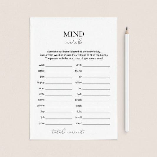 Funny Office Party Icebreaker Game Mind Match Printable by LittleSizzle