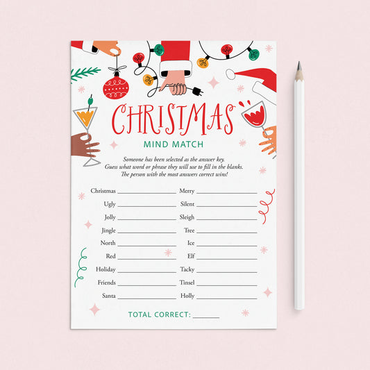 Printable Christmas Party Ice Breaker Game Mind Match by LittleSizzle