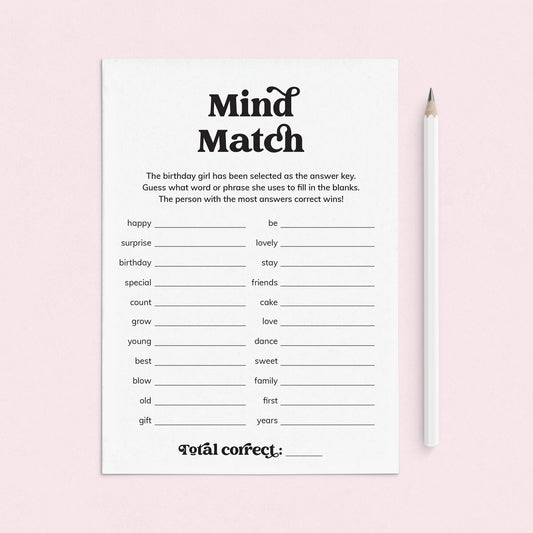 Birthday Mind Match Game Printable by LittleSizzle