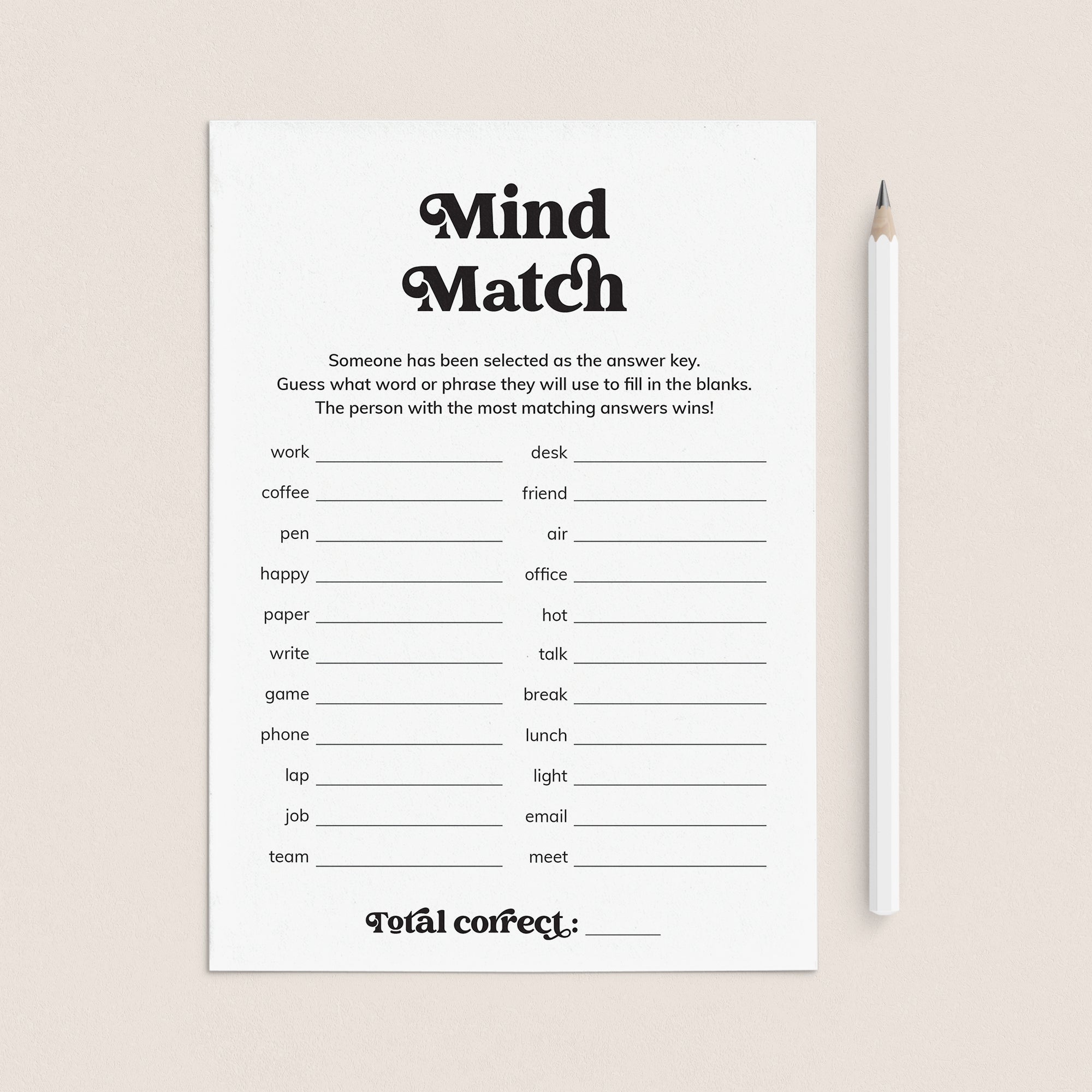 Office Ice Breaker Game Mind Match Digital Download by LittleSizzle