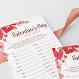 Group Valentines Party Game Mind Match Printable