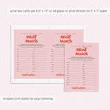 Galentines Game Printable Mind Match