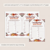 Friendsgiving Mind Match Game Printable