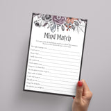 Halloween Bachelorette Party Icebreaker Game Mind Match Printable