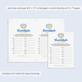 Hanukkah Group Game Printable Mind Match