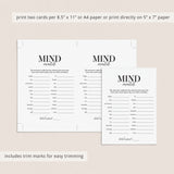 Anniversary Party Game for Group Mind Match Printable