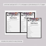 Halloween Bachelorette Party Icebreaker Game Mind Match Printable