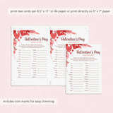 Group Valentines Party Game Mind Match Printable