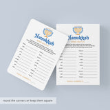 Hanukkah Group Game Printable Mind Match