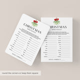 Minimalist Christmas Game for Groups Mind Match Printable