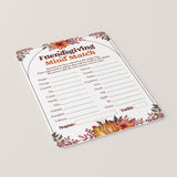 Friendsgiving Mind Match Game Printable