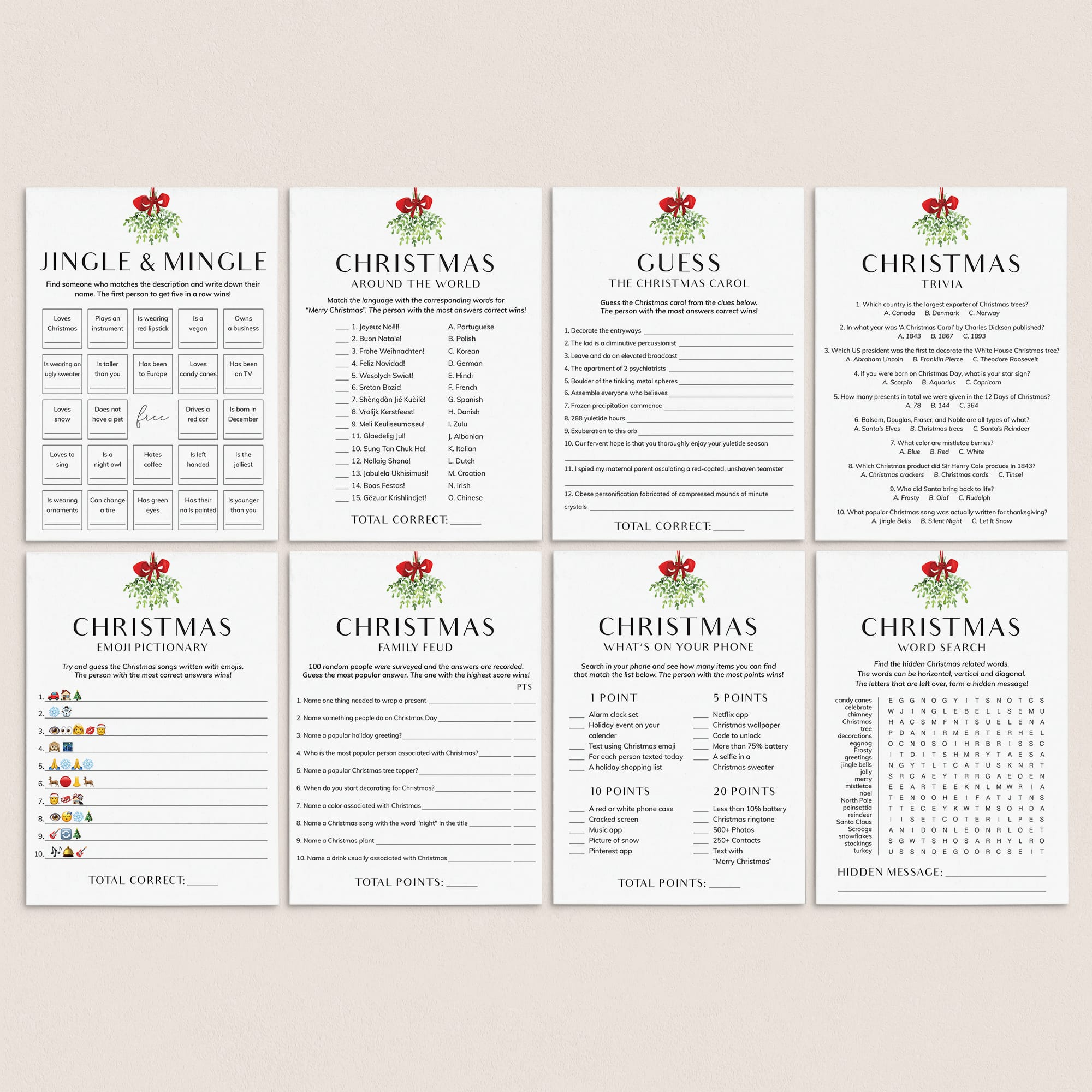 Simple Christmas Party Games Printable by LittleSizzle