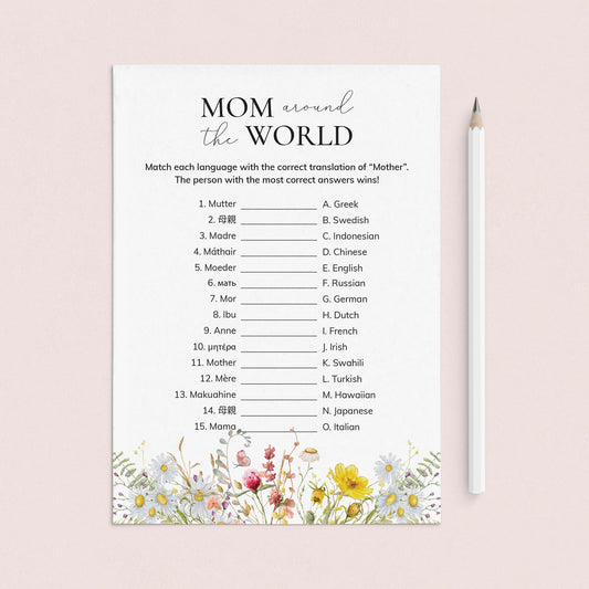 Mom Around The World Game with Answer Key Printable by LittleSizzle