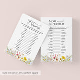 Mom Around The World Game with Answer Key Printable