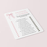 Pink Bow Mommy or Daddy Baby Shower Game Printable