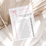 Pink Bow Mommy or Daddy Baby Shower Game Printable