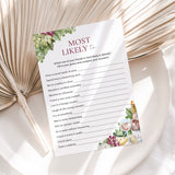 Fun Wine Theme Group Game Printable Most Likely To