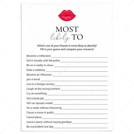 Most Likely To Ladies Night Game Printable by LittleSizzle