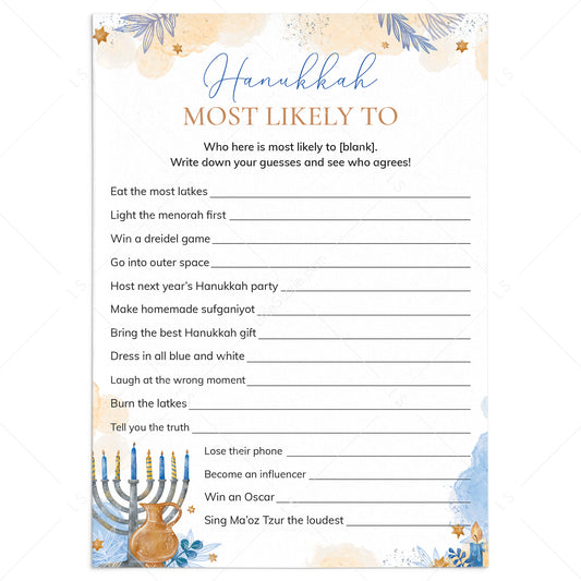 Funny Hanukkah Game for Groups Most Likely To Printable by LittleSizzle