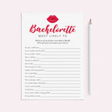 Funny Bachelorette Most Likely To Questions Printable Game by LittleSizzle