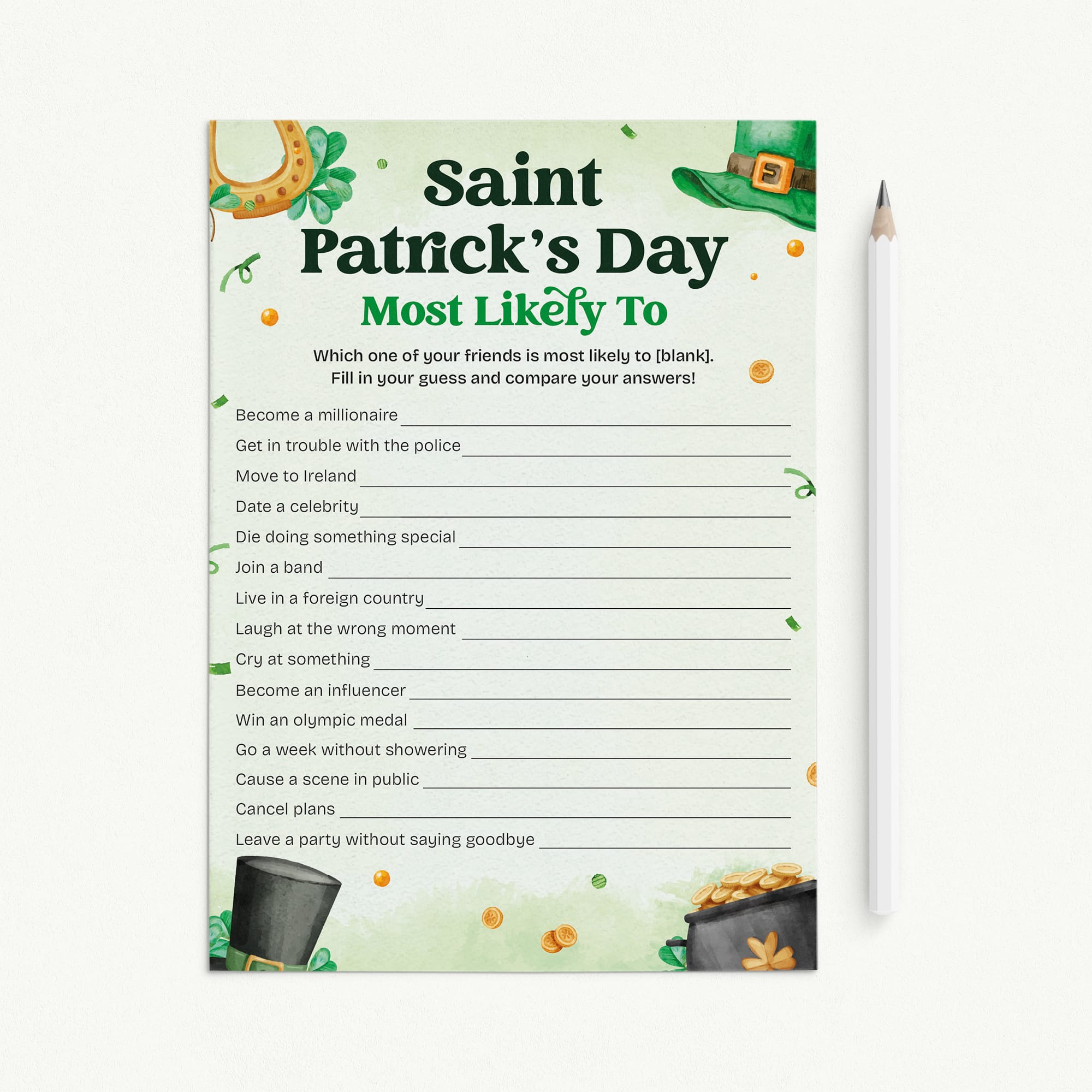 Most Likely To St Patrick's Day Game for Adults by LittleSizzle