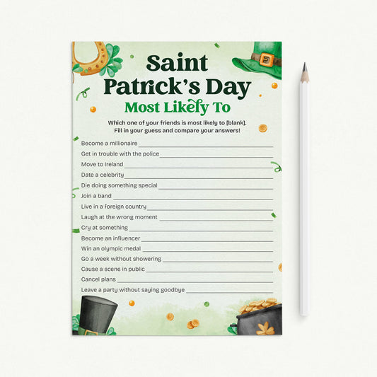 Most Likely To St Patrick's Day Game for Adults by LittleSizzle