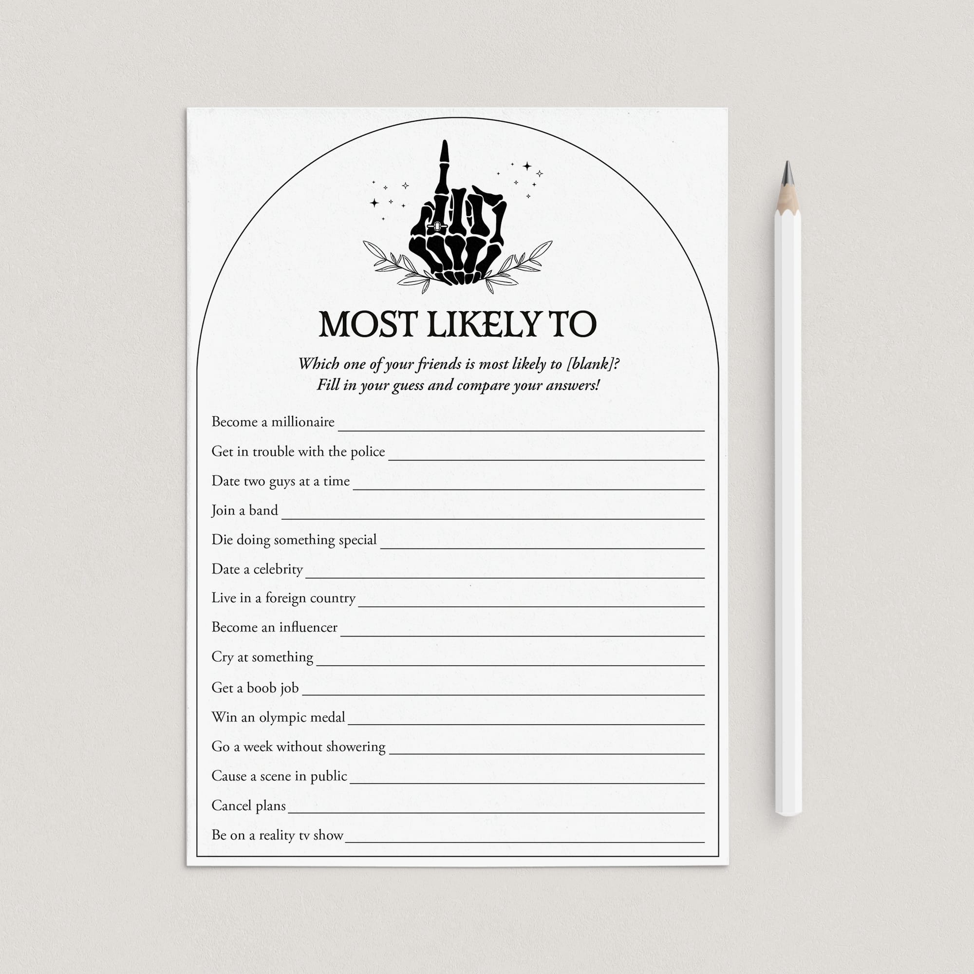 Most Likely To for Bride or Die theme Bachelorette Party by LittleSizzle