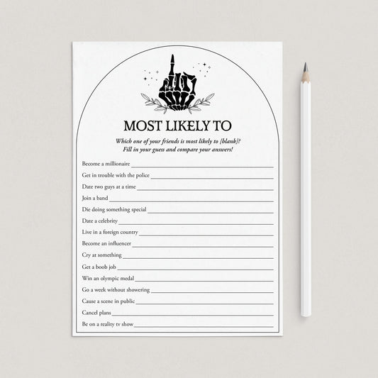 Most Likely To for Bride or Die theme Bachelorette Party by LittleSizzle