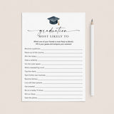 Who Is Most Likely To Game Questions for Graduation Party Printable by LittleSizzle