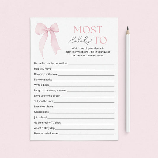 Coquette Party Game Most Likely To Printable by LittleSizzle