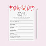Galentine's Day Most Likely To Printable Game by LittleSizzle