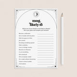 Most Likely To Bachelorette Party Game Printable Mystical Theme by LittleSizzle